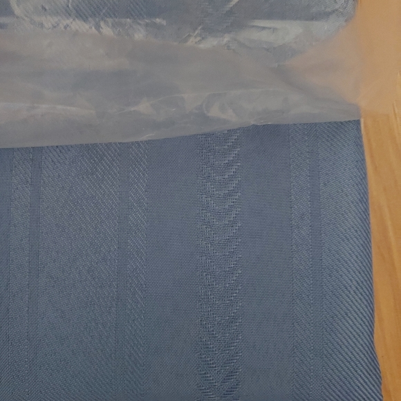 Vintage Trim A Home Fabric Tablecloth Cover Satin Stripe Blue Oval 60x84 - Picture 3 of 4